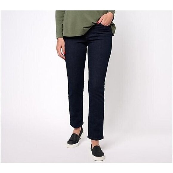 Denim & Co. Pants - Denim & Co. Easy Stretch Regular Relaxed Straight Leg Jean Dark Wash,Reg 12